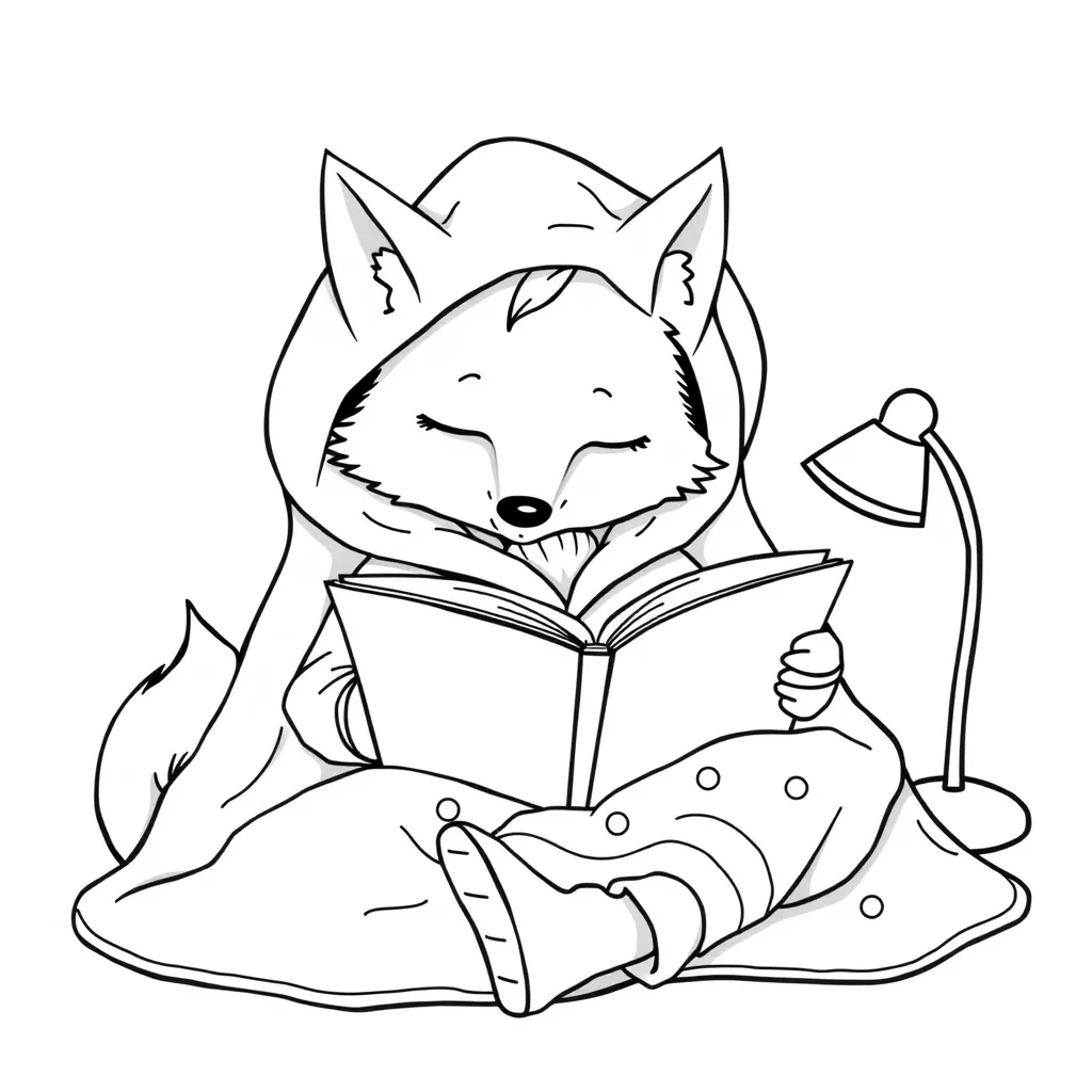 Fox in Pajamas Reading a Bedtime Story
