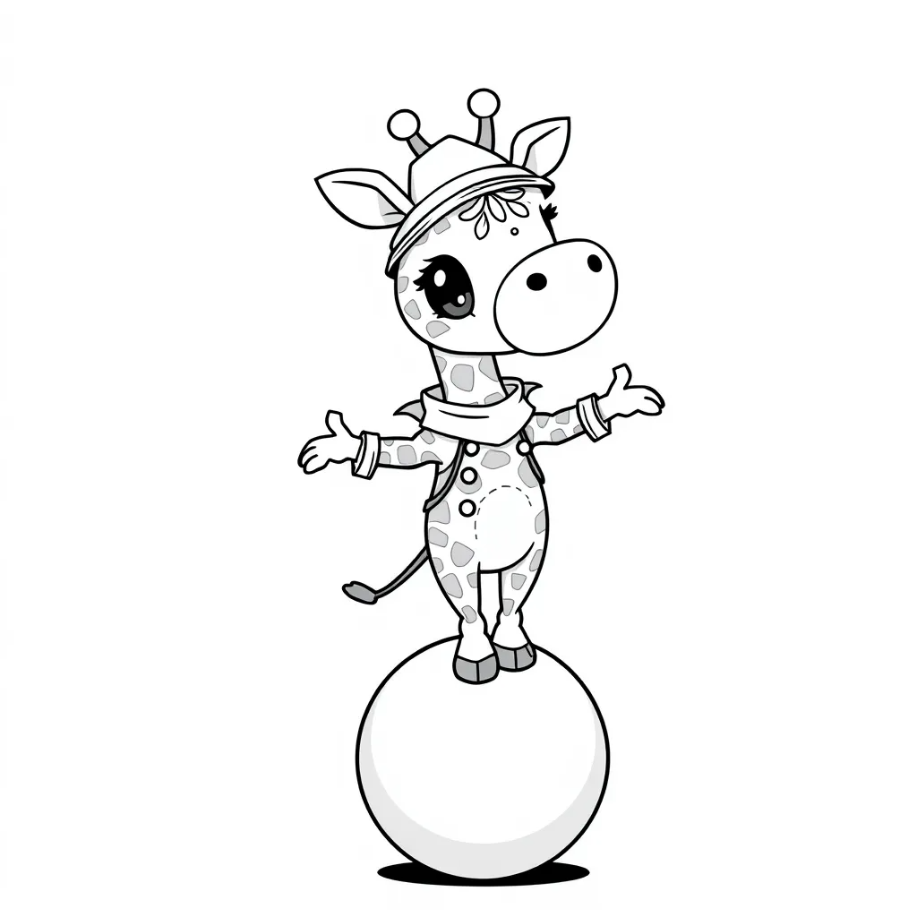 Giraffe Balancing on a Ball Like a Circus Performer