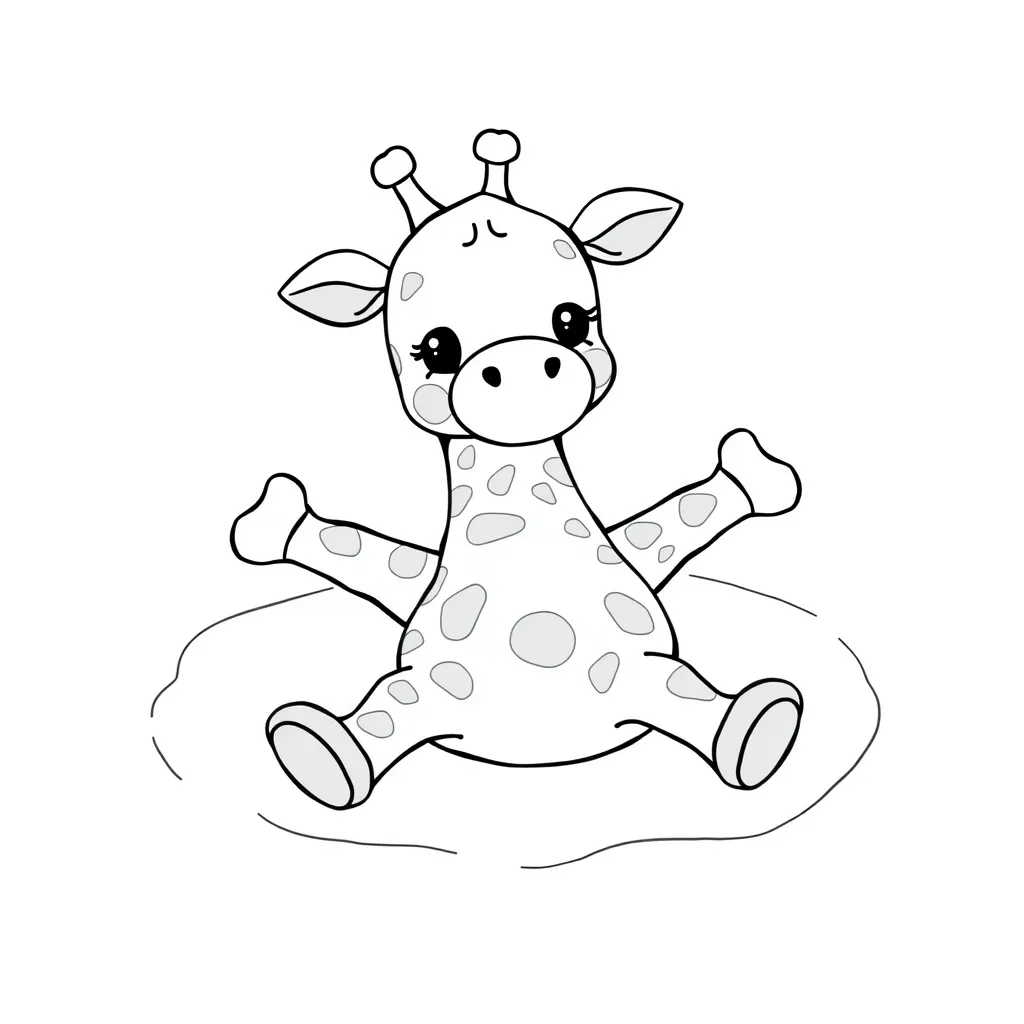 Giraffe Making a Snow Angel with a Big Smile
