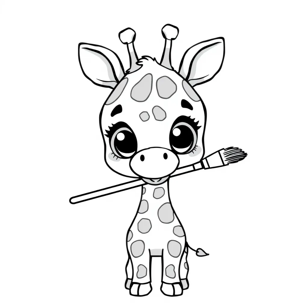 Giraffe Painting Spots on Itself with a Brush