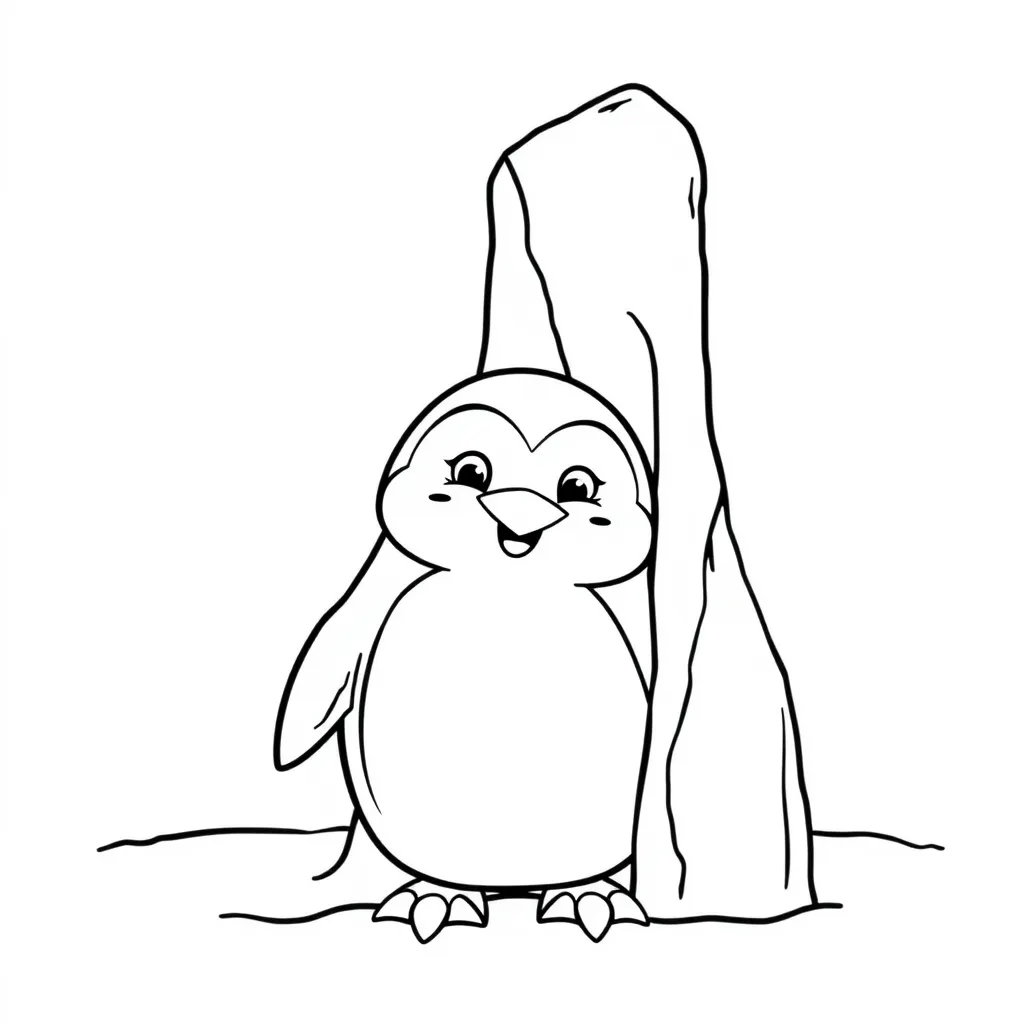 Penguin Playing Peekaboo Behind an Iceberg