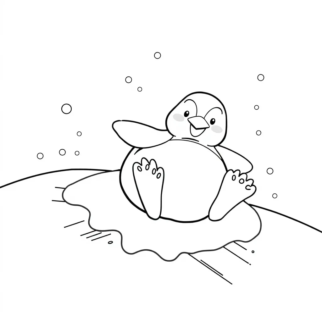 Penguin Sliding Down an Icy Slope