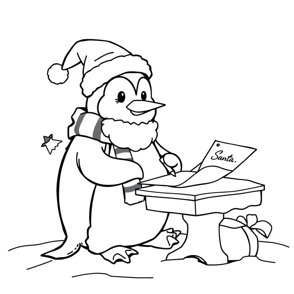 Penguin Writing a Letter to Santa