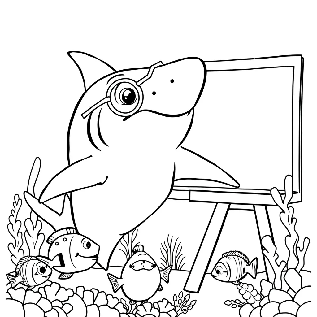 Shark Wearing Glasses and Teaching a Sea Class