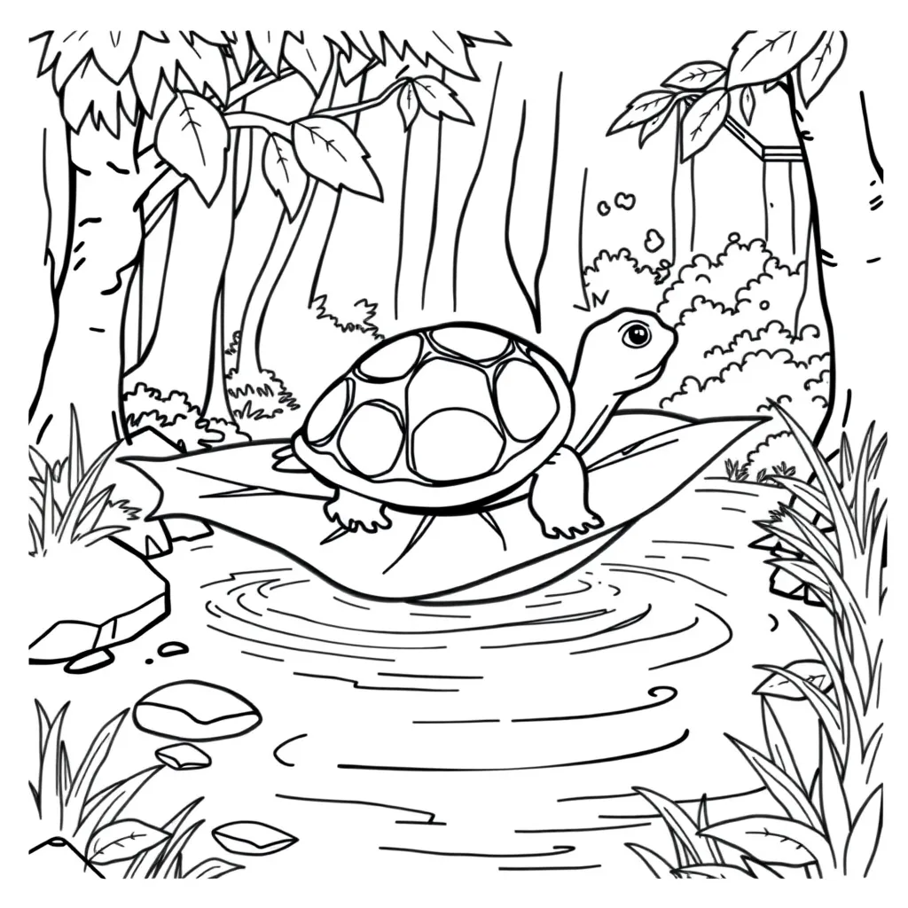 Turtle Carrying a Backpack on a Forest Hike