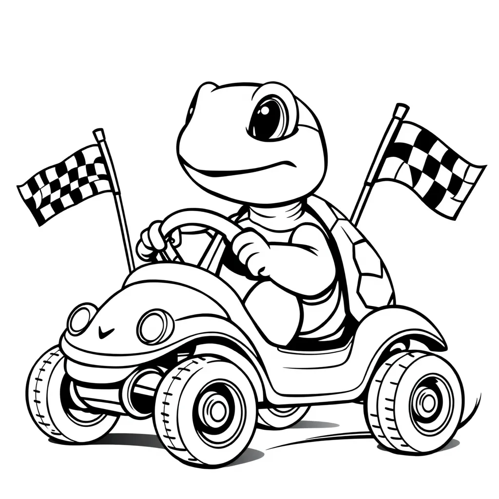 Turtle Driving a Tiny Toy Car