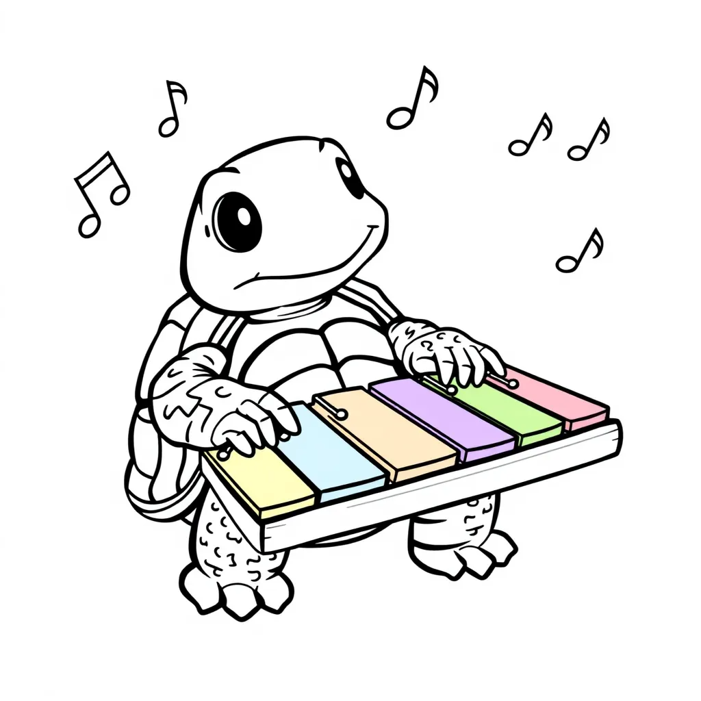 Turtle Making Music with a Xylophone