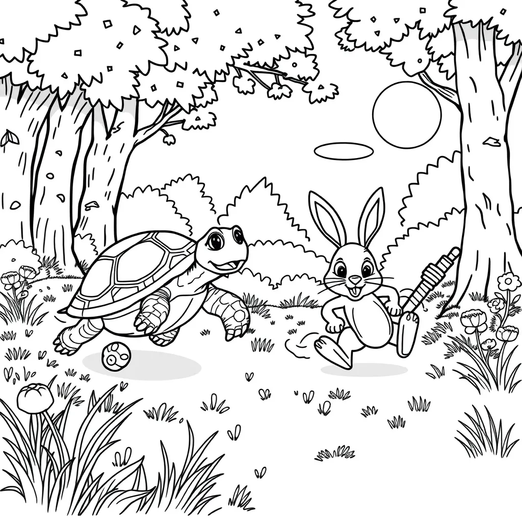 Turtle Racing with Bunny in Forest