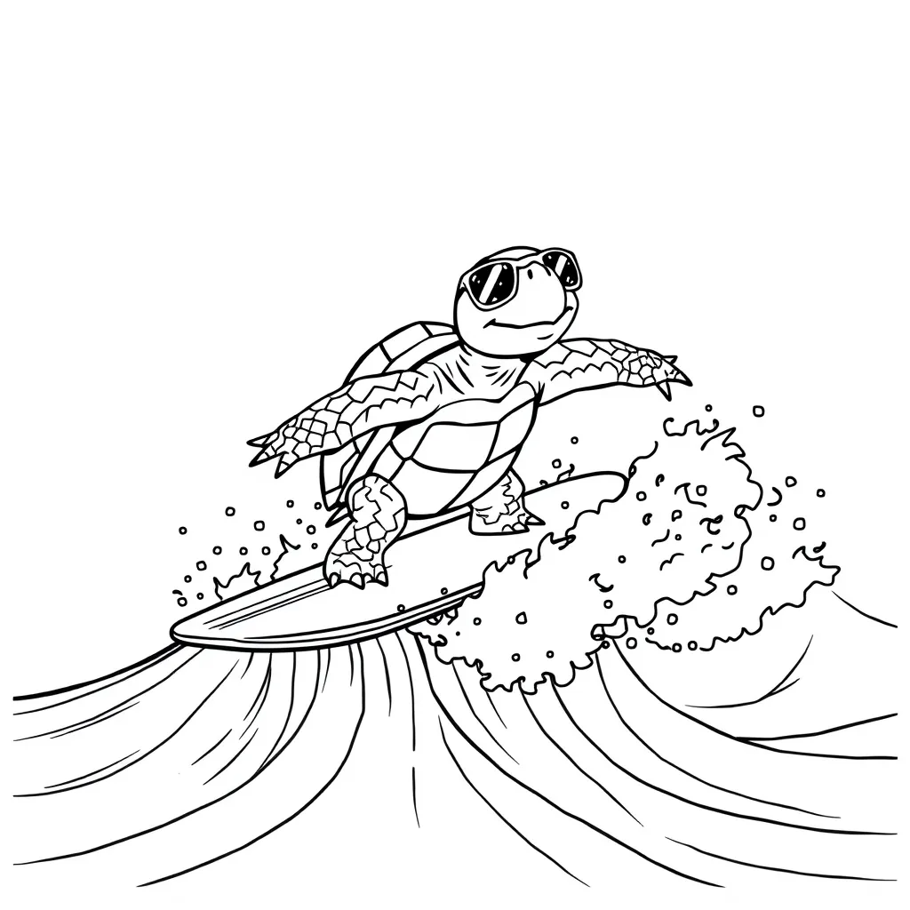 Turtle Surfing a Big Ocean Wave