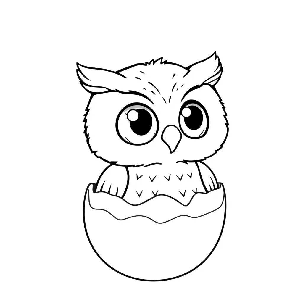 A baby owl hatching from an egg
