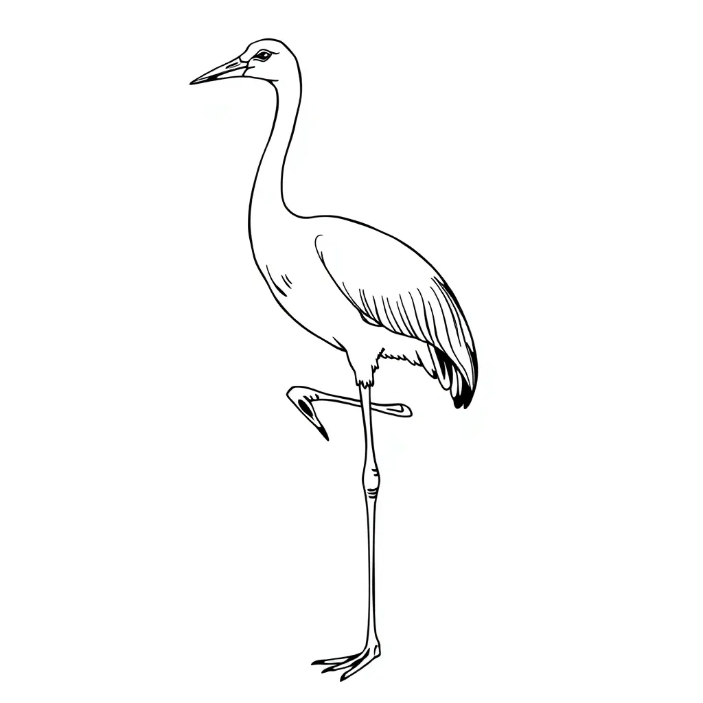 Crane Doing a Ballet Pose on One Leg