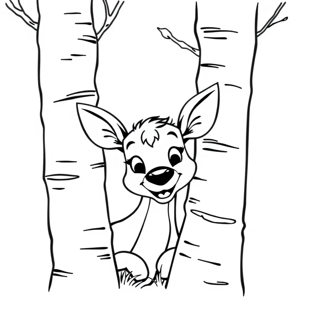 Deer Playing Hide-and-Seek Behind Trees