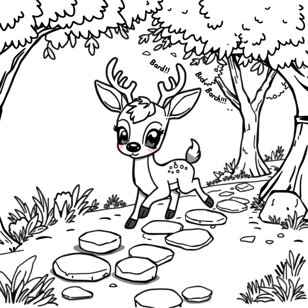 Deer Playing Hopscotch on a Woodland Path