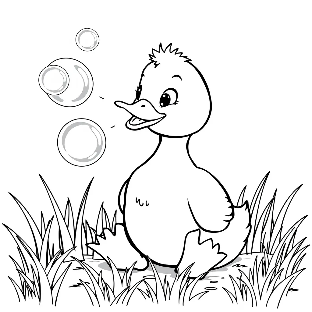Duck Blowing Bubbles on a Sunny Day
