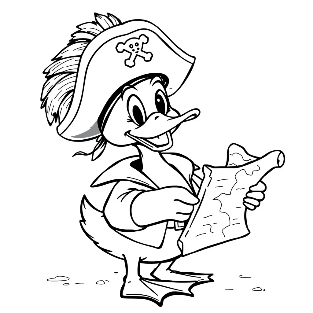 Duck Dressed as a Pirate with a Treasure Map