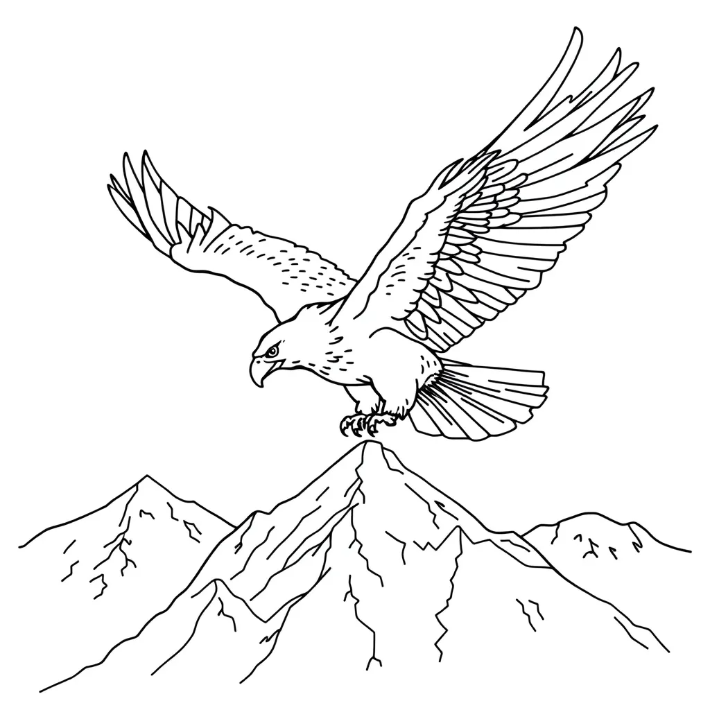 Eagle Soaring Over Mountains with Wings Wide