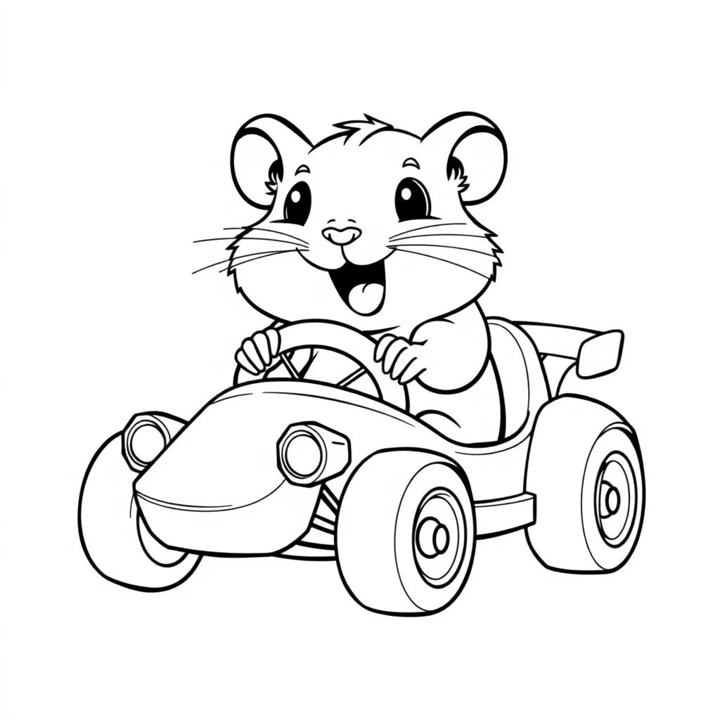 Hamster driving a tiny toy car