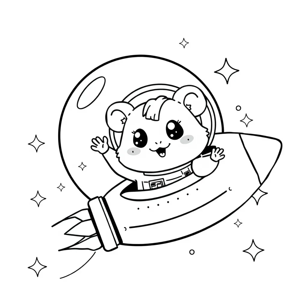 Hamster in a spaceship zooming through space