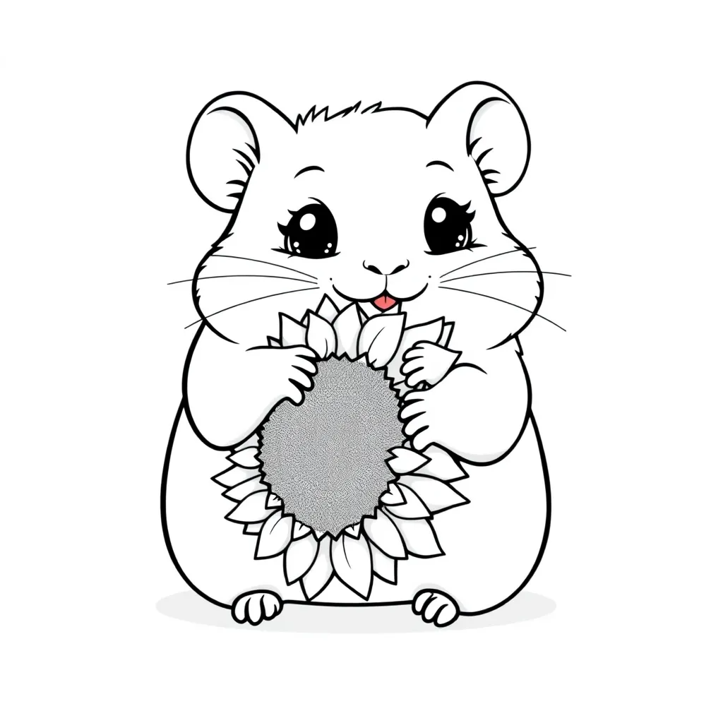 Hamster munching on a giant sunflower seed