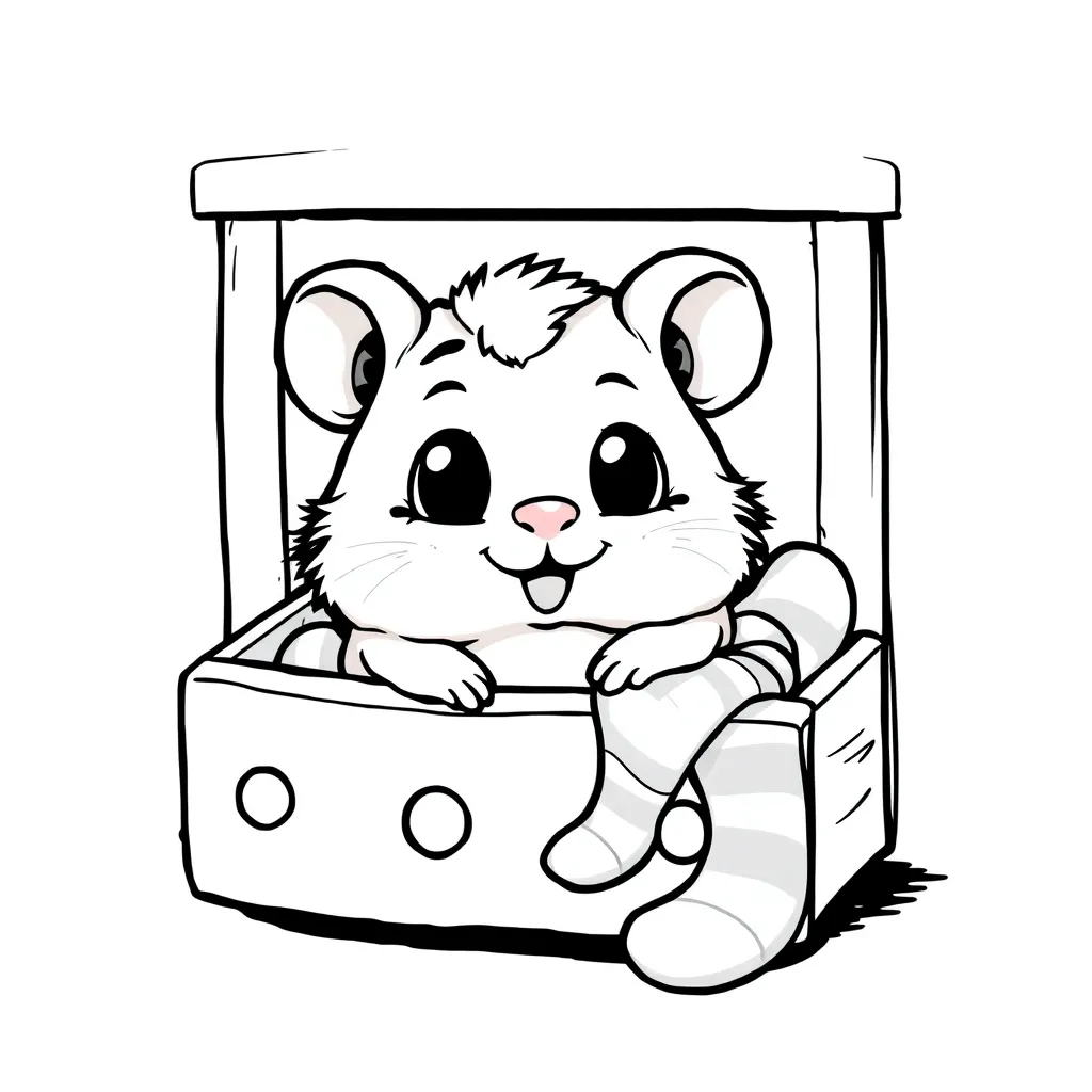 Hamster peeking out of a sock drawer