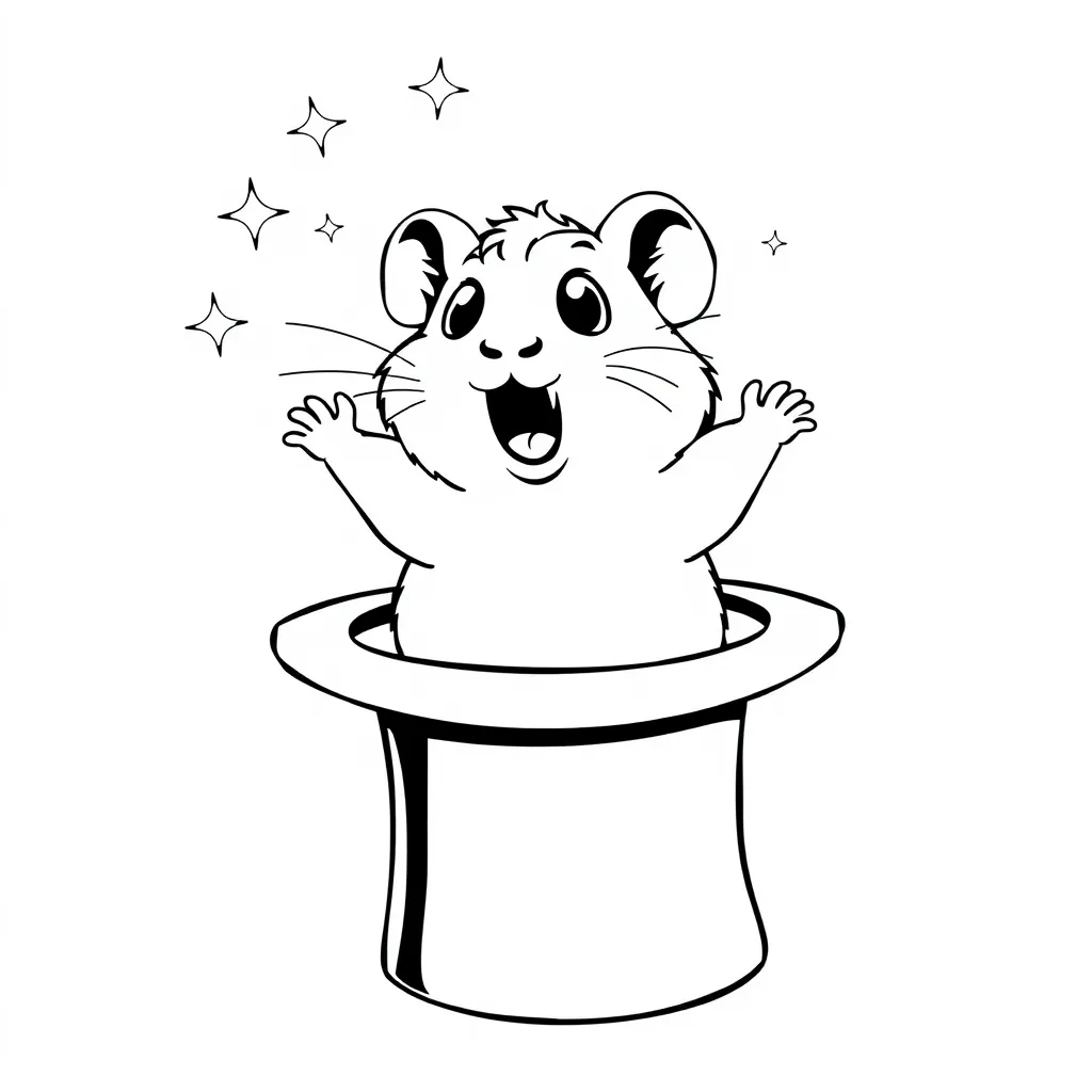 Hamster popping out of a magician’s hat