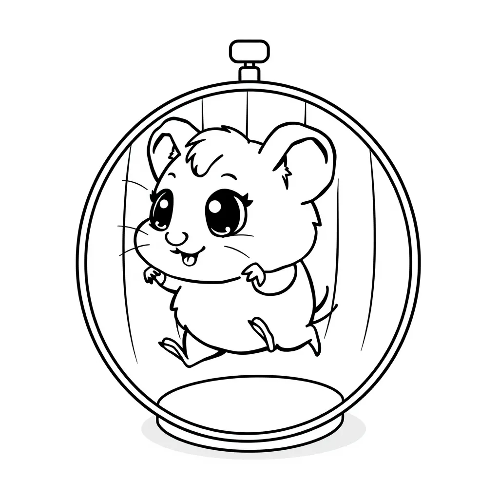 Hamster running on a spinning wheel in its cage