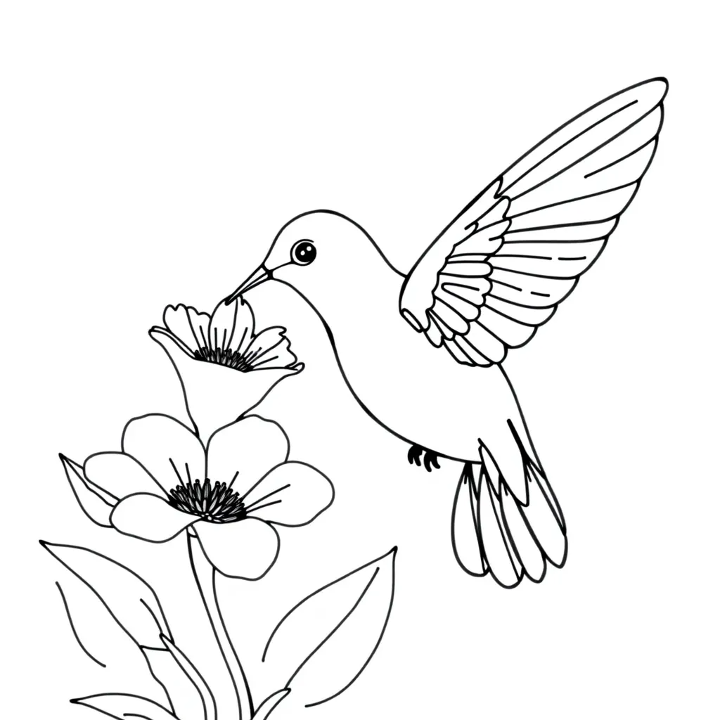 Hummingbird Drinking Nectar from a Flower