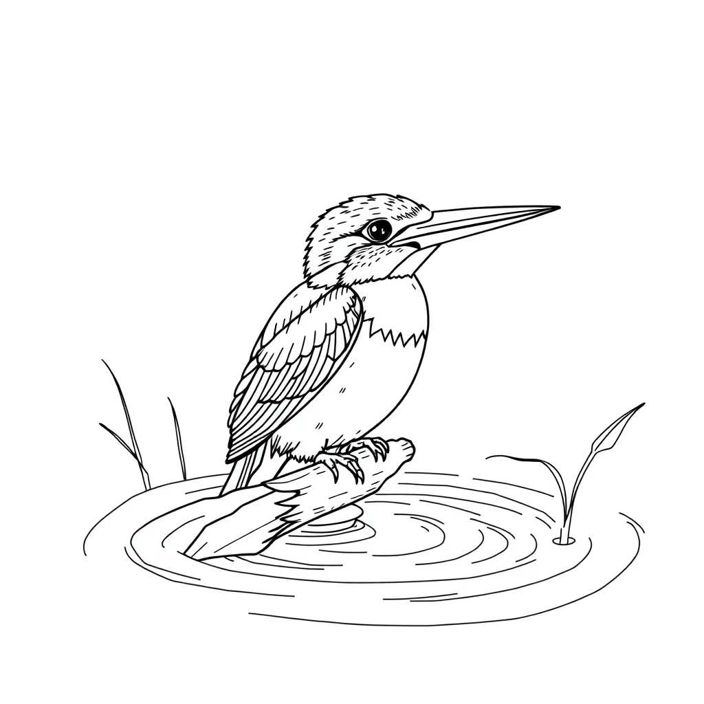 Kingfisher Diving Into Water to Catch a Fish