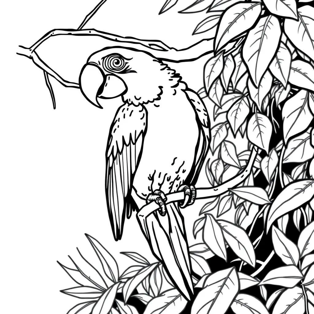 Macaw Swinging on a Jungle Vine