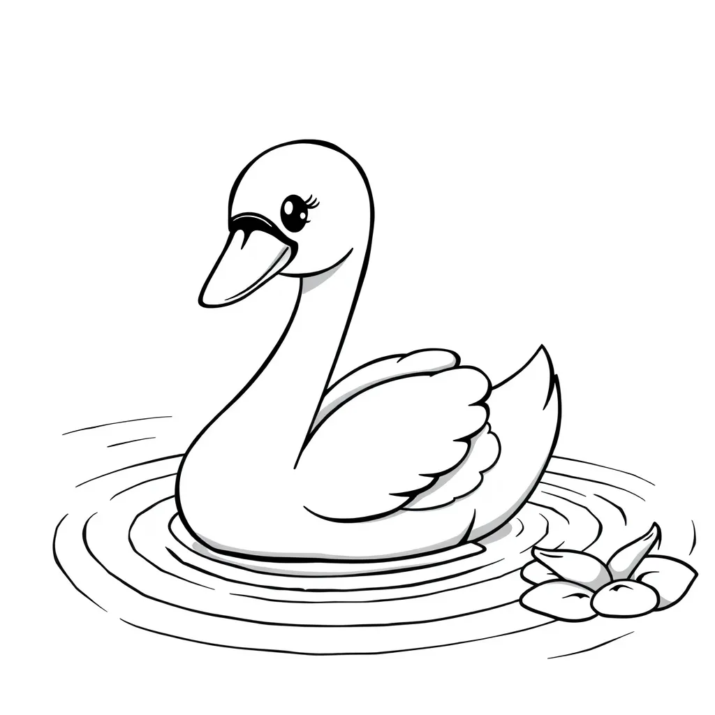 Swan Gliding Gracefully on a Lake